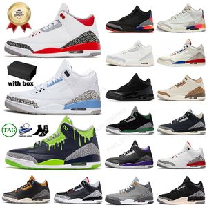 Authentieke Jumpman 3 Heren Dames 3s Met doos Basketbalschoenen Sport Jodas Pine Gree Doernbecher Hugo J Balvin Rio Fire Red Oreo UNC Designer Sneakers Trainers Big Size 13