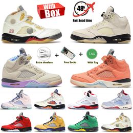 Authentieke Jumpman 5s basketbalschoenen Fashion Racer Blue SE Oregon Michigan Ice blue Sail 5s Dames Heren Trainers Sportschoen met sokken UNC Dhgate Outdoors maat 36-47