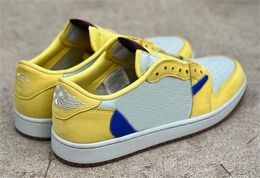 Authentieke Lage OG Canary Racer Blauwe Schoenen Cactus Jack 1s TS Mannen Vrouwen Sport Sneakers Met Originele doos DZ4137-700