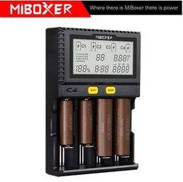 Auténtico Miboxer C4-12 Cargador de batería inteligente universal inteligente Baterías de litio 4 ranuras Carga rápida para Li-ion Ni-MH Ni-Cd 18650 21700 20700 18350