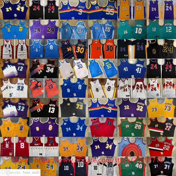 Authentique maillot de basket-ball Mitchell et Ness West Blackmamba Carmelo Anthony Gary Payton Kevin Garnett Clyde Drexler Dikembe Mutombo Jason