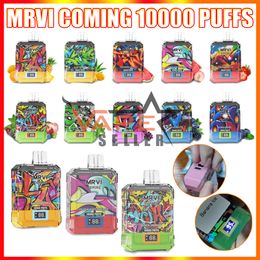 Authentique MRVI Coming 10000 Puffs Crystal Bar Jetable Vape Cigarette Électronique Avec Écran Numérique LED Flux D'air Réglable Mesh Coil Puff 10K Stylo