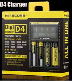 Auténtico cargador Nitecore D4 Digicharger Pantalla LCD Batería Inteligente 4 ranuras duales Carga para IMR 16340 18650 14500 26650 18350 Batería universal de iones de litio