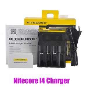 Auténtico Nitecore Nuevo I4 Charger Digicharger LCD Pantalla Batería Inteligente 4 Ranuras Cargo para IMR 18650 20700 21700 Cargadores de batería de iones de litio universales genuinos