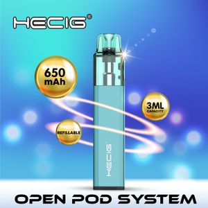 Authentique Original Hecig 600 bouffée petit vaporisateur jetable cigarette électronique filet bobine lumière LED batterie rechargeable huile rechargeable modifiable 0% 2% 3% 5%.