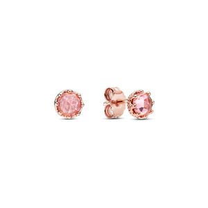 Authentique Pando Ra rose scintillant couronne boucles d'oreilles en argent Sterling 925 Fine femmes boucle d'oreille Compatible bijoux de Style européen 288311C01 Earring