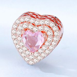 Authentique Pandora 925 Sterling Silver Charm Sparkling Leveled Heart fit perles de style européen pour la fabrication de bracelets bijoux 789218C01
