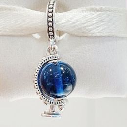 Authentieke Pandora Earth wondere wereld 925 Sterling Silver Blue Globe Dangle Charm fit Europese losse kralen armband maken DIY Sieraden 799430C01