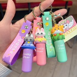 Authentiek gepersonaliseerde en creatieve meow highlighter poppen Keychain Ring schattige cartoon boektas hangende decoratie prachtige kleine cadeau