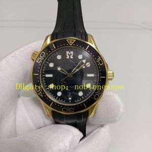 Authentieke foto Men Automatische horloges voor heren 42 mm 300m op Her Majesty's Secret Service 50th Anniversary 007 Yellow Gold Black Dial Automatic Mechanical Watch