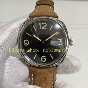 Auténtica imagen de imagen para hombres 47 mm de dial negro grabado edición especial PAM00672 HOMBRE 00672 Pulsera de cuero 3 días Relojes mecánicos automáticos deportivos para hombres