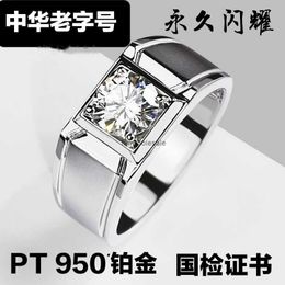 Authentique PT950 Platinum Mens Ring Mosonite Diamond Couple Couple d'ouverture