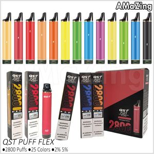 Auténtico Puff 2800 QST Flex E Cigarrillos Starter Kit 2800 Puffs 2% 5% Vape Pen desechable 850mAh 8ml Cartuchos de vainas precargadas 25 colores Vaporizadores
