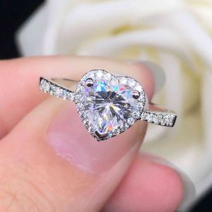 Authentieke pure AU750 2CT hart gesneden diamant wit goud 18k vrouwelijke huwelijk ring