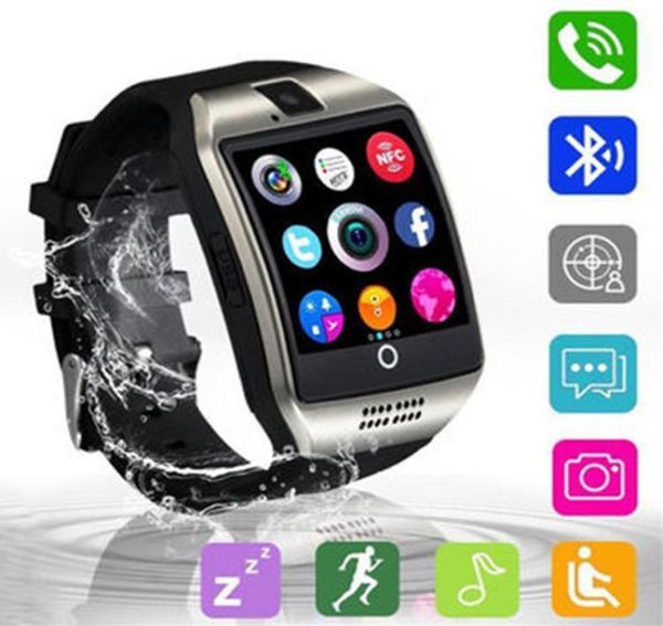 Authentique Q18 Montres intelligentes Bracelet Bluetooth Smartwatch TF Carte SIM NFC avec logiciel de chat avec appareil photo Compatible iOS Android Cellph8214726