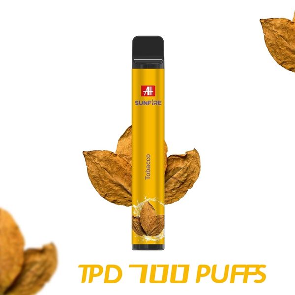 Vapes de feu de soleil authentiques 700 Puffs TPD Vape jetable 2 ml Préfaisé 10 saveurs enregistrées 20mg E-cigarettes 550mAh Dispositif de vapeur