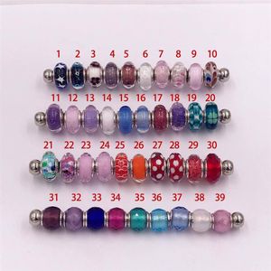 Authentique Réel 925 Perles En Argent Sterling Verre Murano Charme Convient Européen Pandora Style Bijoux BraceletCollier Murano 10pcs lot237z