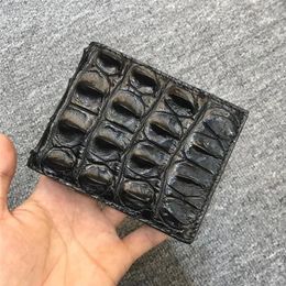 Authentieke echte ware krokodilhuid heren korte bifold kaart portemonnee po houder echt alligator lederen mannelijke kleine clutch portemonnee portefeuilles