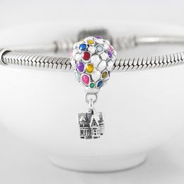 Authentieke S925 Zilveren Dangle Charm Ballonnen Huis Hanger Bead Fit Lady Armband Bangle Meisje Verjaardagscadeau DIY Sieraden Q0531