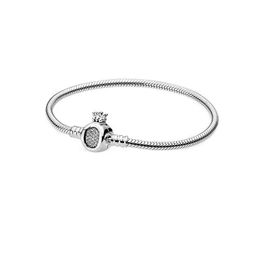 Authentique S925 Sterling Silver Bracelets Snake Chain Femme avec BOÎTE D'ORIGINE convient à pandora CZ Diamond Pave Charms Bracelet Cadeau d'anniversaire Bijoux de Noël BR023
