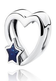 Authentic S925 Sterling Silver Jewelry Valentine039s Day Blue Star ENAMEL OUVERTUR CHARM CHARM FIT BRACELETS DIY ORIGINAL Access5257258