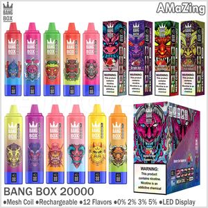Bang Box Puff 20K 20000 Puffs Wegwerpvape vape pen met slim scherm Oplaadbare mesh spoel e-sigaretten 0% 2% 3% 5% VAPER 12 kleuren