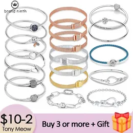 Authentique chaîne de serpent fit concepteur de bracelet pandora pour les femmes européenne perle pendentif bricolage coeur infini serpent chaîne bracelet bracelet femmes