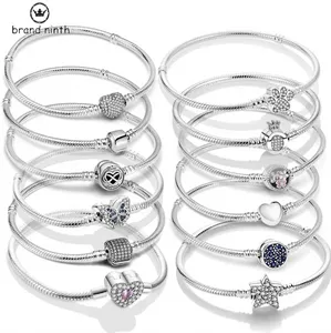 Authentique chaîne de serpent fit designer de bracelet pandora pour les femmes Bracelet européen de papillon de coeur d'amour
