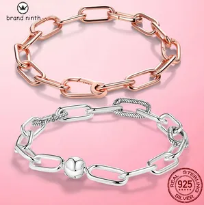 Auténtica cadena de serpiente en forma de pulsera pandora diseñador para mujer Colgante de cuentas europeas Diy Me Broche de langosta Eslabón de cadena Femme