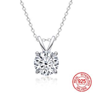 Authentiek Sterling Silver 925 ketting 2 ct Ronde solitaire zirconia diamant hanger vrouwen bruiloft sieraden verjaardagscadeau xd117 273v