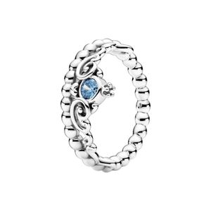 Authentique bague en argent sterling bleu diadème pour bijoux de fête de mariage de mode Pandora pour femmes filles CZ diamant petite amie cadeau designer anneaux avec boîte d'origine