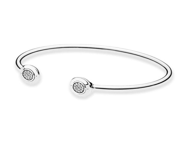 Auténtico logo de plata esterlina Pulseras abiertas Brazaletes Joyería de regalo de boda para mujer con caja original para pulsera de compromiso Set7011089