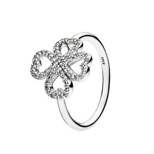Authentiek Sterling Silver Lucky Clover Rings Dames Girls Wedding Gift Sieraden voor Pandora CZ Diamond verlovingsring met originele doos