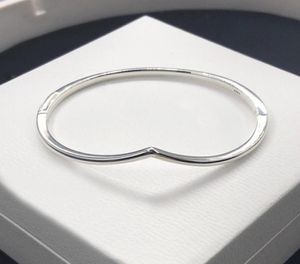 Authentieke Sterling Silver Polished Wishbone Bangle Bracelet Women Girls Wedding Designer sieraden voor vriendin geschenkarmbanden met originele box set2834048