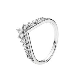 Auténtica plata esterlina Princess Wish Stacking Rings Mujeres Niñas Joyería de boda con caja original para Pandora CZ Diamond Compromiso regalo Anillo Set