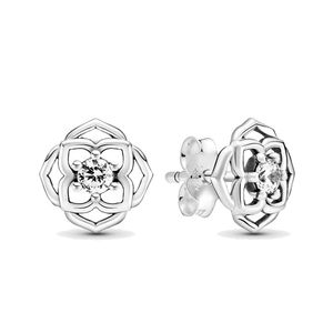 Authentieke Sterling Silver Rose Flower Stud Earring Set met originele doos voor Pandora Fashion Jewelry CZ Diamond Wedding Gift oorbellen voor vrouwelijke meisjes