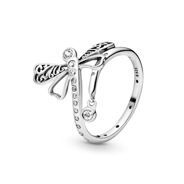 Bagues libellule chatoyantes en argent sterling authentique pour femmes filles avec boîte d'origine pour Pandora CZ diamant petite amie ensemble de bagues-cadeaux