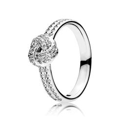 Authentique bague en argent sterling avec nœud scintillant pour Pandora CZ diamant bijoux de créateur de mariage pour femmes petite amie cadeau amour coeur anneaux avec boîte d'origine