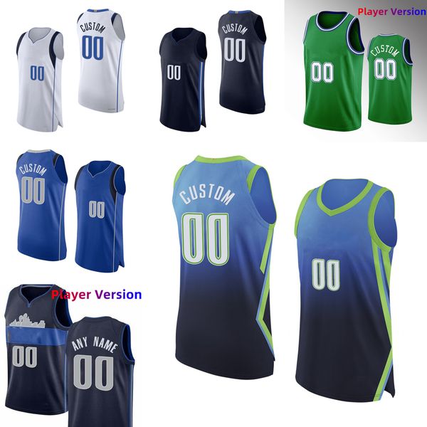 Maillots de basket-ball authentiques cousus version joueur personnalisés bleu Luka 77 Doncic 11 Tim 26 Spencer Hardaway Jr. Dinwiddie 44 Davis Bertans 35 Christian Wood 7 Powell