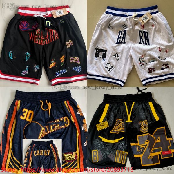 Authentique Short de basket-ball avec poche cousue Eastern Western All-Star Casual Sports Man avec poches Zipper Pantalon de survêtement Respirant Gym Training Beach Pants Short