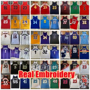 Maillots de basket-ball rétro cousus authentiques # 24 # 8 Jersey Gary Nowitzki Iverson Payton R.Miller Rose Tracy Penny McGrady James Hardaway Kukoc Drexler Mutombo Webb