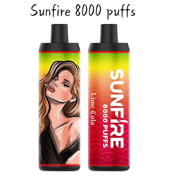 Authentic Sunfire 8000 Puffs la meilleure vente 8000puffs Vaper Pen Big Smoking OEM 7000puffs 18ml Vape en gros 600mAh Battery Type-C Charger Vapes