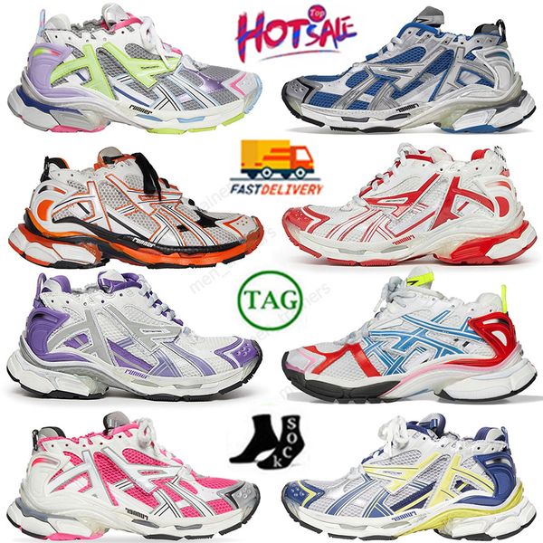 Authentique Track Runners 7.0 Chaussures Casual Plate-forme Designer Transmit Sense Hommes Femmes Déconstruction Graffiti Blanc Noir Violet Marron Randonnée Baskets Baskets