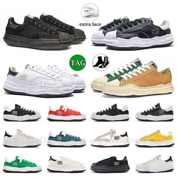 Zapatillas de deporte auténticas para caminar disueltas Zapatos casuales Lona Midnight Navy Maison Mihara Yasuhiro Flats Mmy Low Cut Blakey Rubber Hombre Zapatillas de deporte blancas para correr