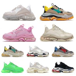 Authentische Triple S Schwarz Weiß Männer Frauen Laufschuhe Casual Sneakers Klare Sohle Neon Grün Rot Gelb Rosa Outdoor Sport Klassische OG Trainer Walking Joggen