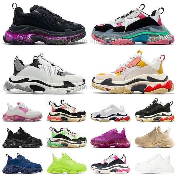 Balenciaha Triple S Casual Chaussures Femmes Balencaigalies Beige Vert Jaune Gris Rouge Bleu Argent Rouge Noir Blanc Violet Rose Or Hommes Sneaker Runner Platform Trainer