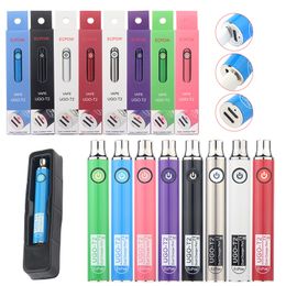 Authentieke UGO T2 Dual Port USB Opladen 650 900 MAH Voorverwarming VV EVOD Variabele Voltage Vape Pen 510 Thread Vaporizer Batterij