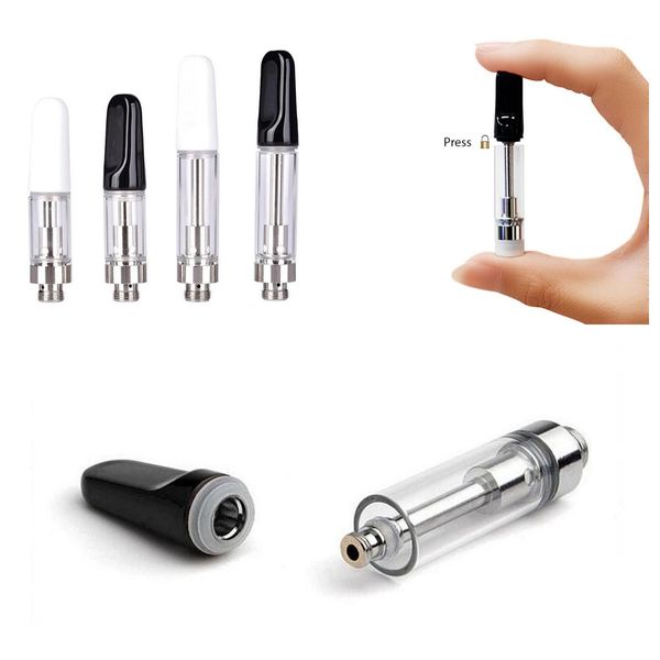 Auténtico cartucho de Vape 0,5 ml 1 ml Vaporizador Tanque blanco negro Bobina de cerámica 510 Hilo Pods de Vape personalizados