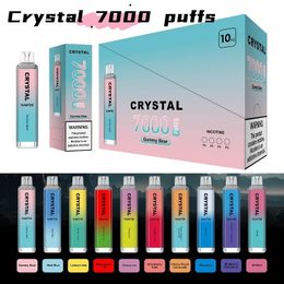 Authentic Vapen Crystal 7000 Puffs Pen de vape jetable 16 ml Dispositif préfabillé 1300mAh Batterie non recourtige