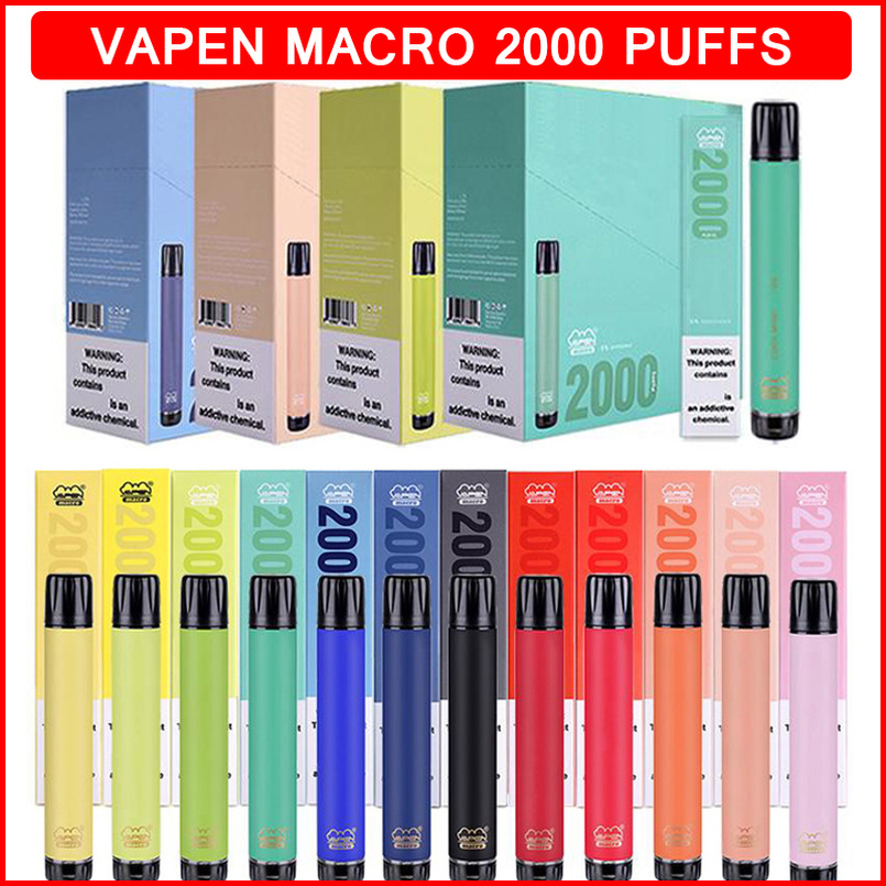 Authentic VAPEN Macro Cigarette 2000 Puffs Disposable Vapes Pen Vertical Coils Plus XXL Xtra Extra Max Flex Vaporizer Prefilled Liquid Bars e Cigs Vaporizers